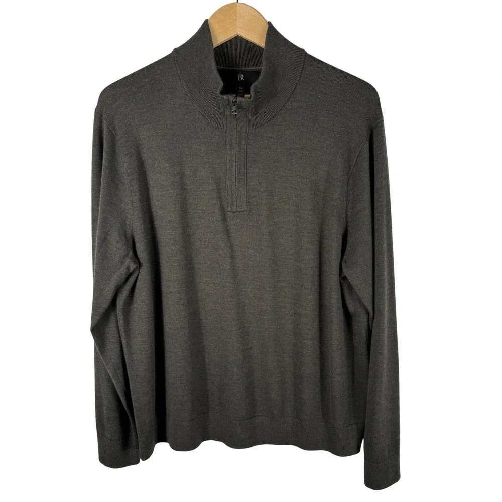 Banana Republic Italian Extra Fine Merino Wool Quarter Zip Sweater Mens XL Olive